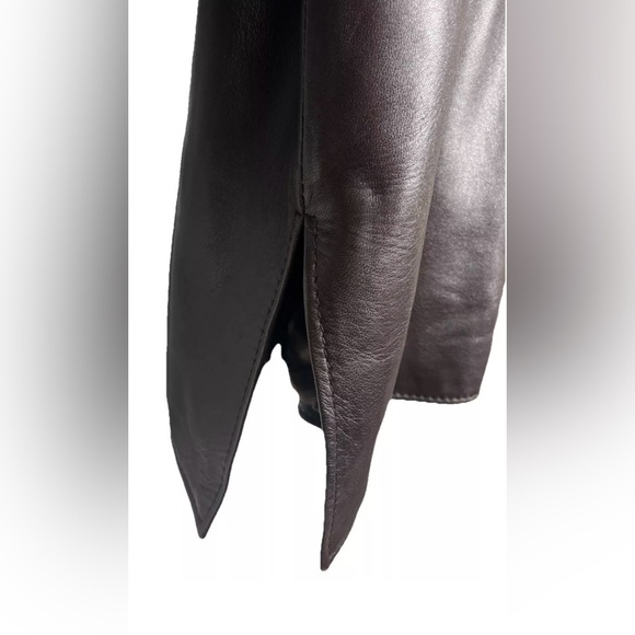 Peleteria Vintage Sheepskin Brown‎ Leather Coat Fur Collar Womens Size 46/14 - Picture 6 of 13